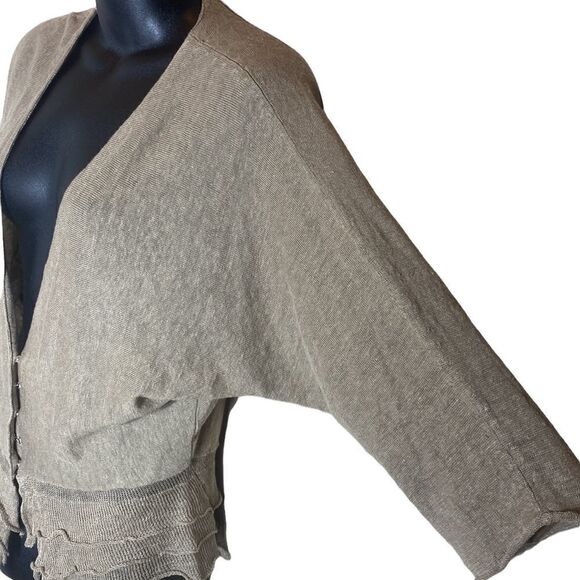 Zadig & Voltaire 100% linen button front cardigan ruffle hem fairy goblincore - Picture 4 of 7